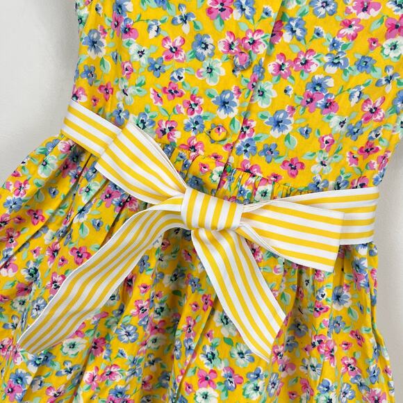 Ralph Lauren Girls Yellow Floral Dress 18 Months - Picture 7 of 9